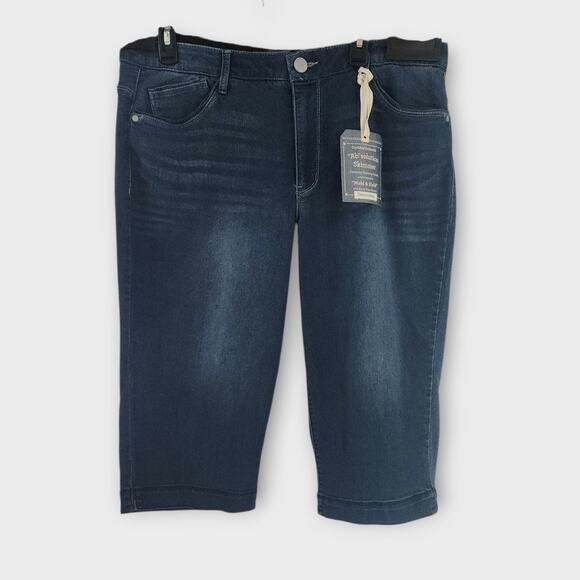 Democracy Capris Women's 16 Denim Stretch Ab Solution Skimmer Elastic Waist NWT - Picture 1 of 6